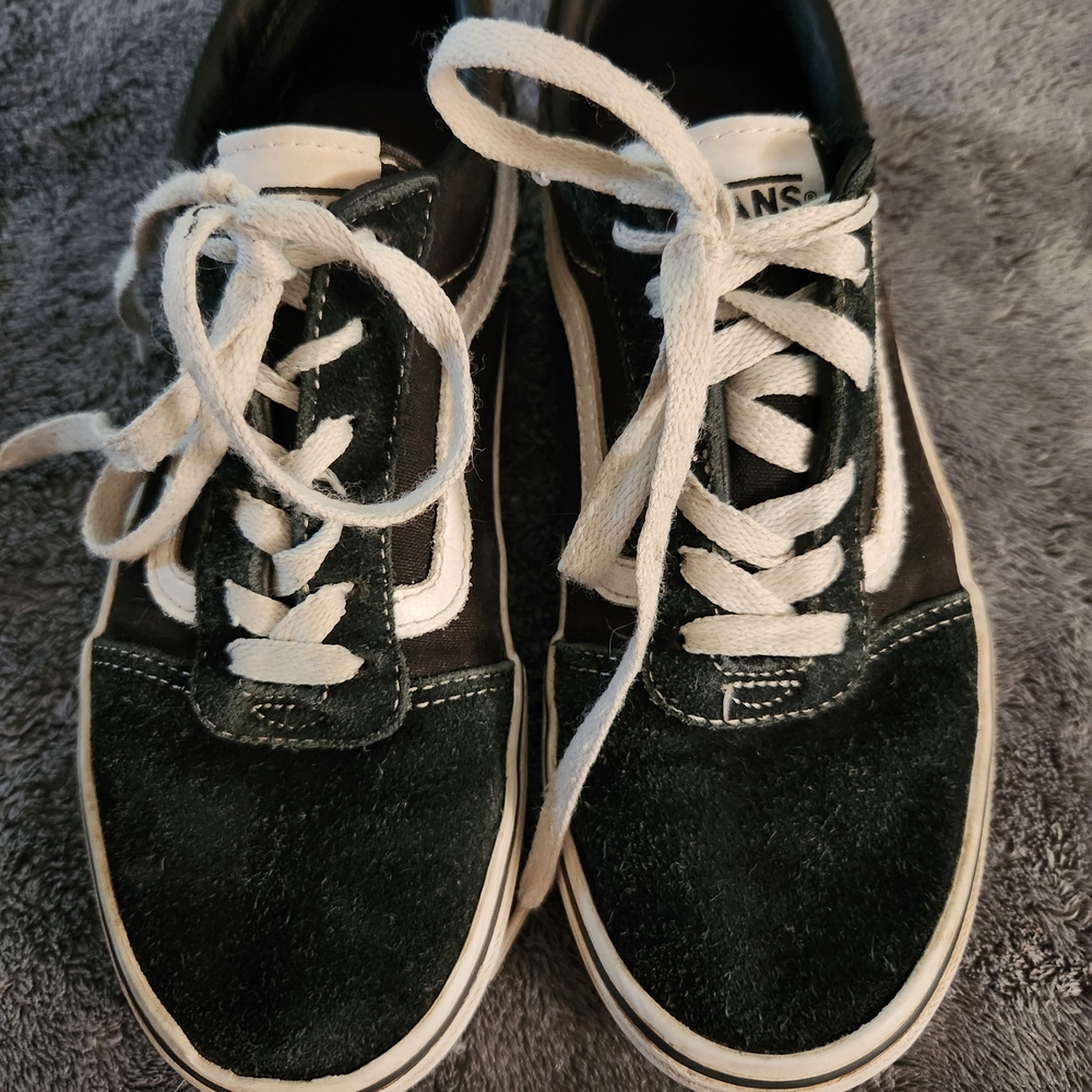 Vans Black & White Suede Sneakers, US Youth Size 4